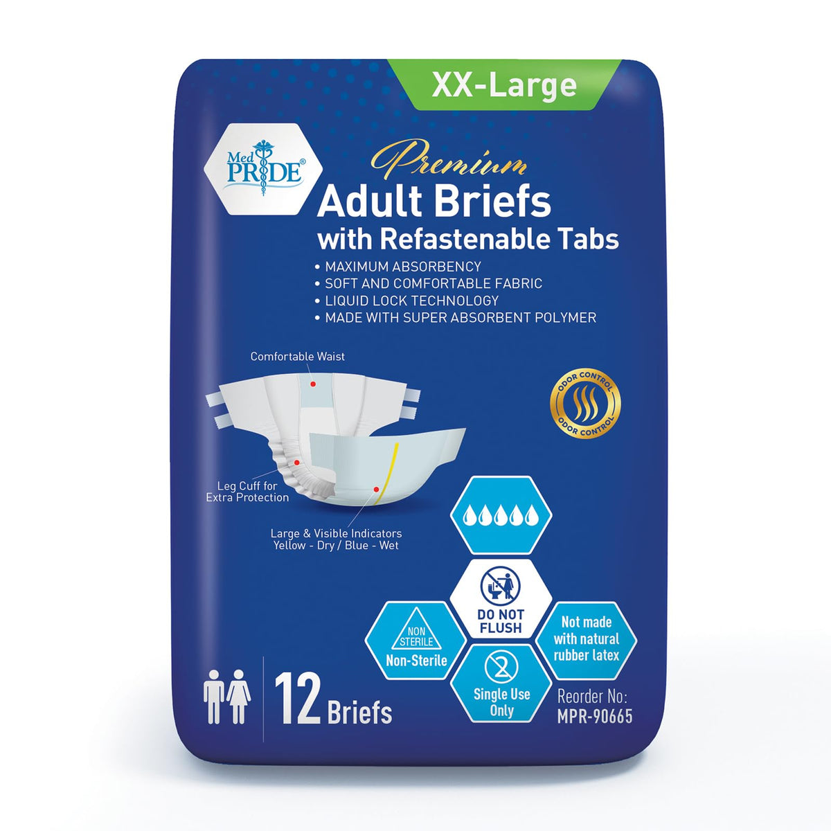 Adult Incontinence Briefs with Tabs, XX-Large, Bag of 12 A204308