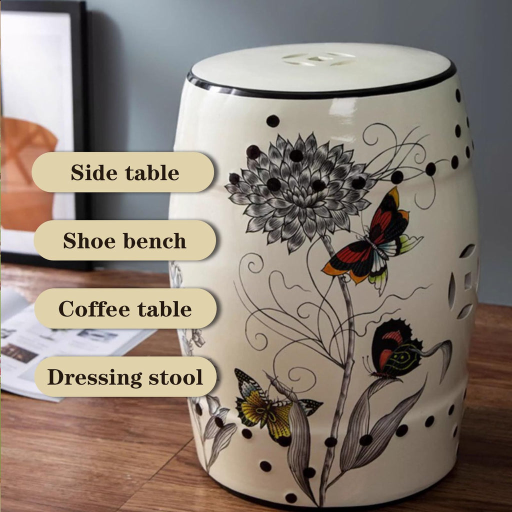 Glazed Ceramic Decorative Garden Stool 28x28x46cm I4123