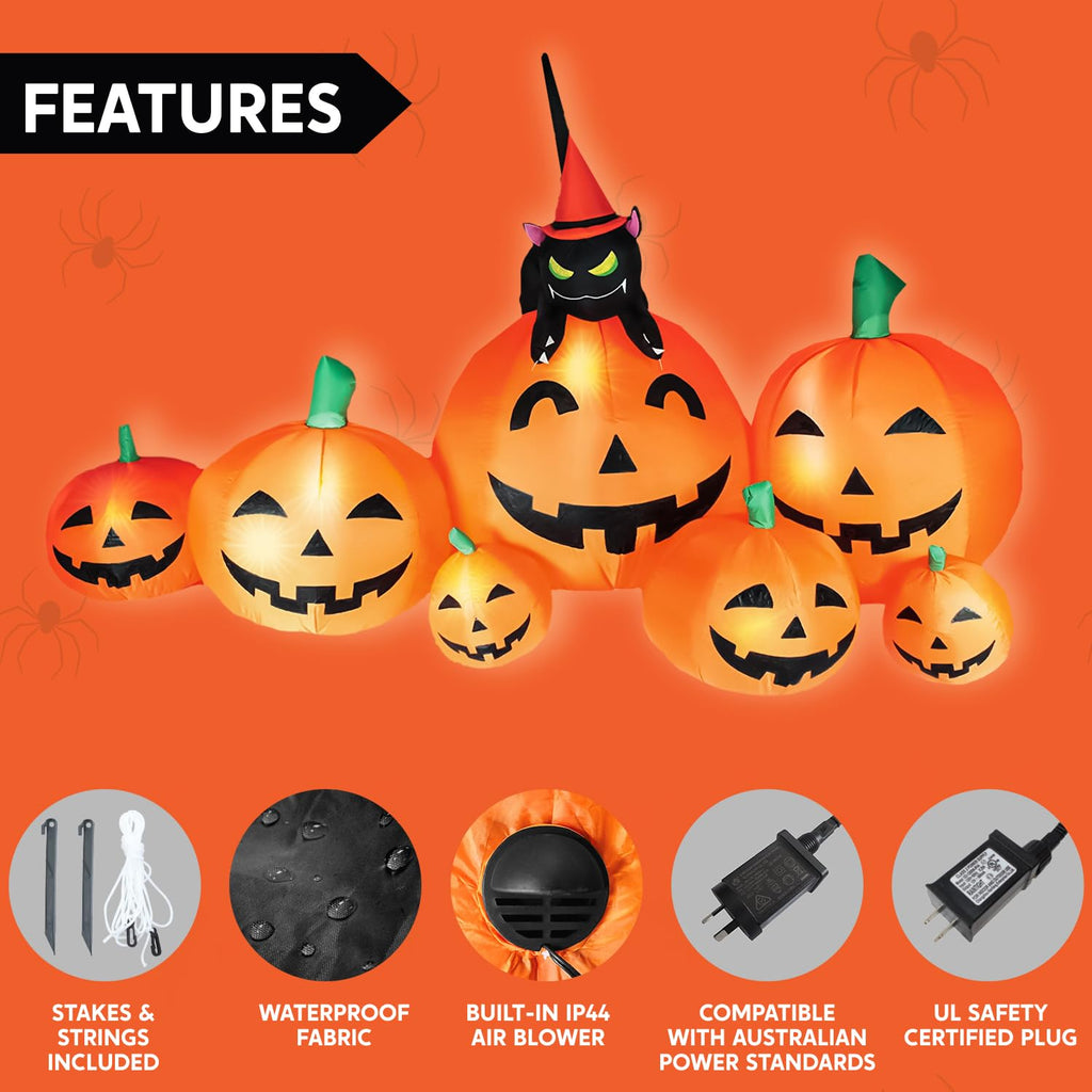 7 FT Long Halloween Inflatables Pumpkin Outdoor Decoration C397211