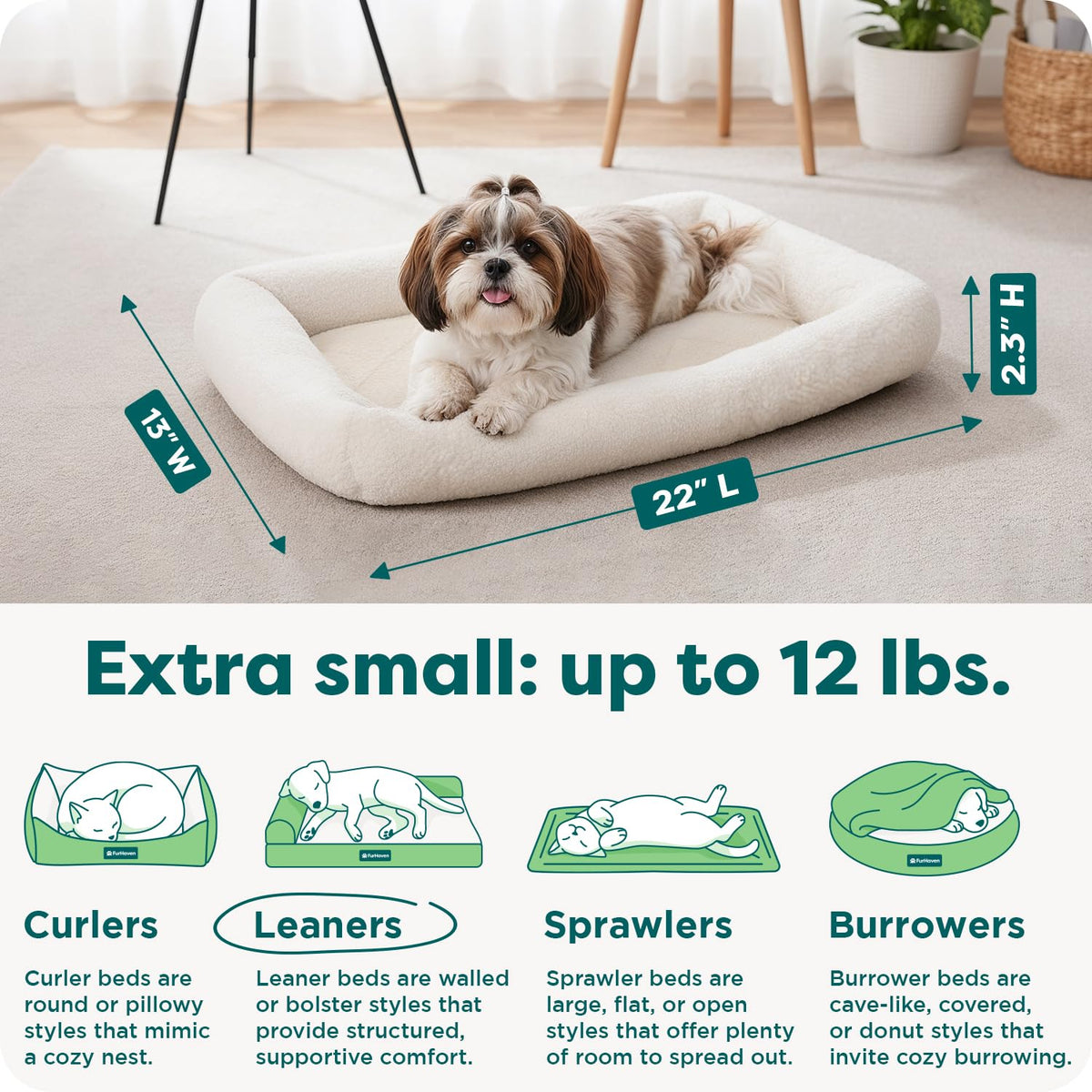 Extra Small Sherpa Fleece Dog Bed H84491