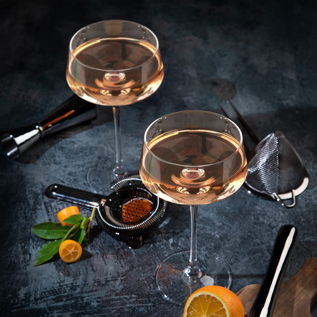 Martini Glasses Set of 6, 8Oz Hand Blown Crystal Cocktail Glasses O787