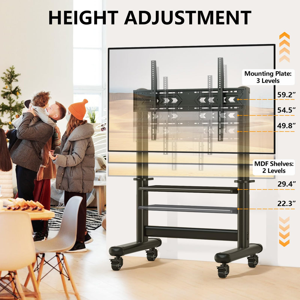 Mobile TV Cart Rolling TV Stand with Wheels for 55-120" TVs V25828