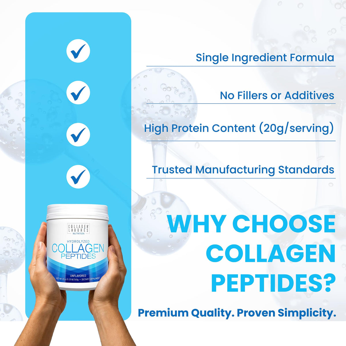 Hydrolyzed Collagen Peptides 20 oz Unflavored Powder P22284