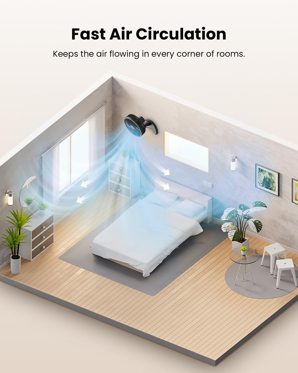 8'' Wall Mount Fan with Timer S398