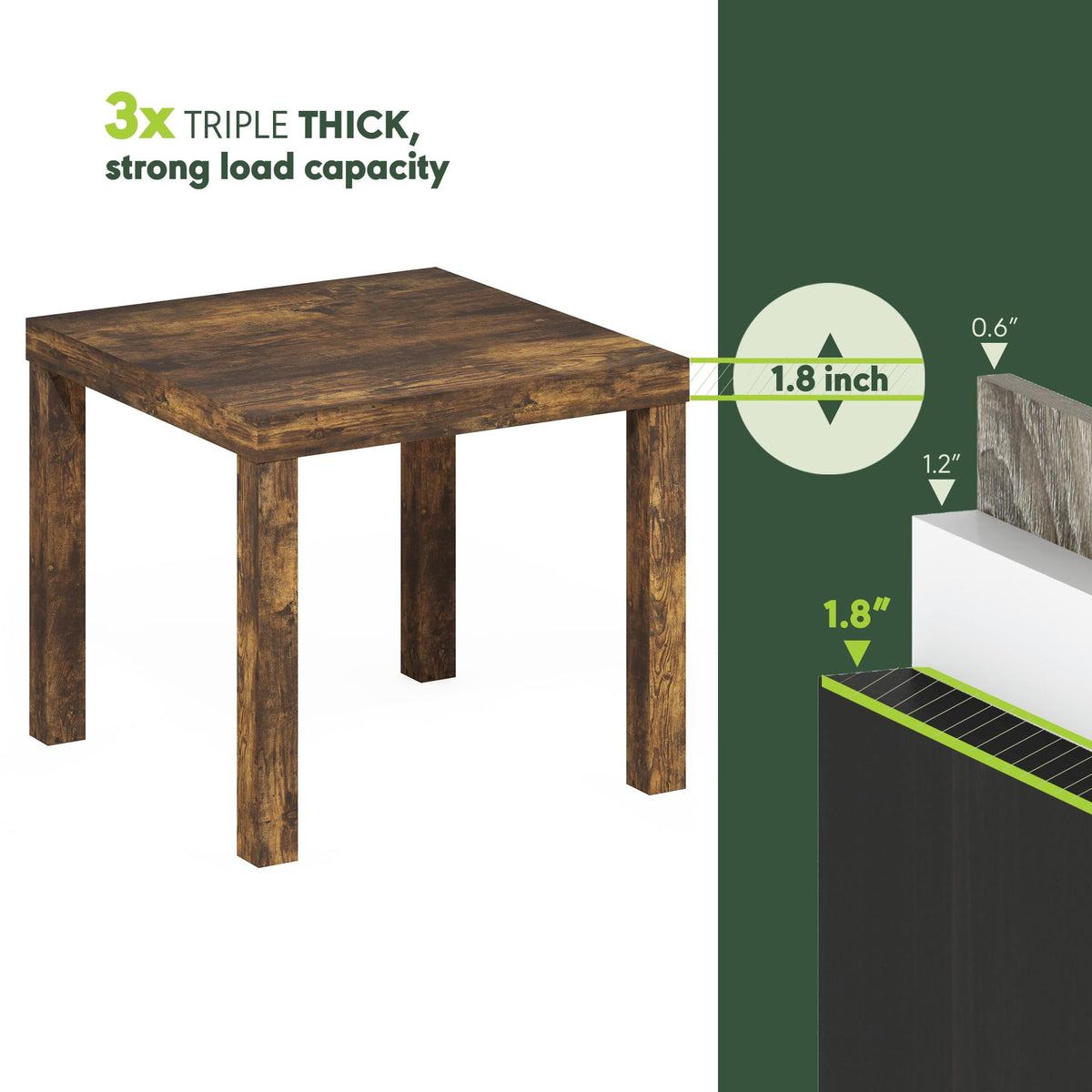 Rustic Brown Square Side Table Set of 2 S36396