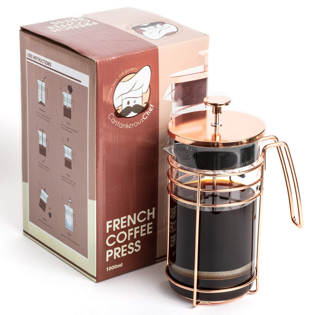 1000ml Rose Gold French Press Coffee Maker R248