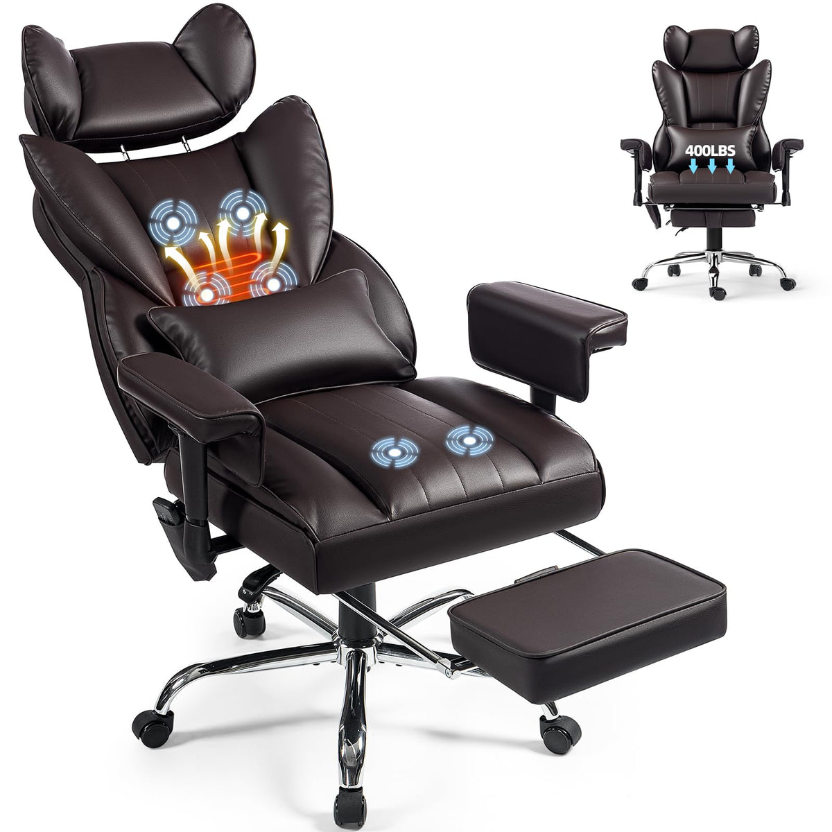 Heated Home Office Chair with Foot Rest S19014
