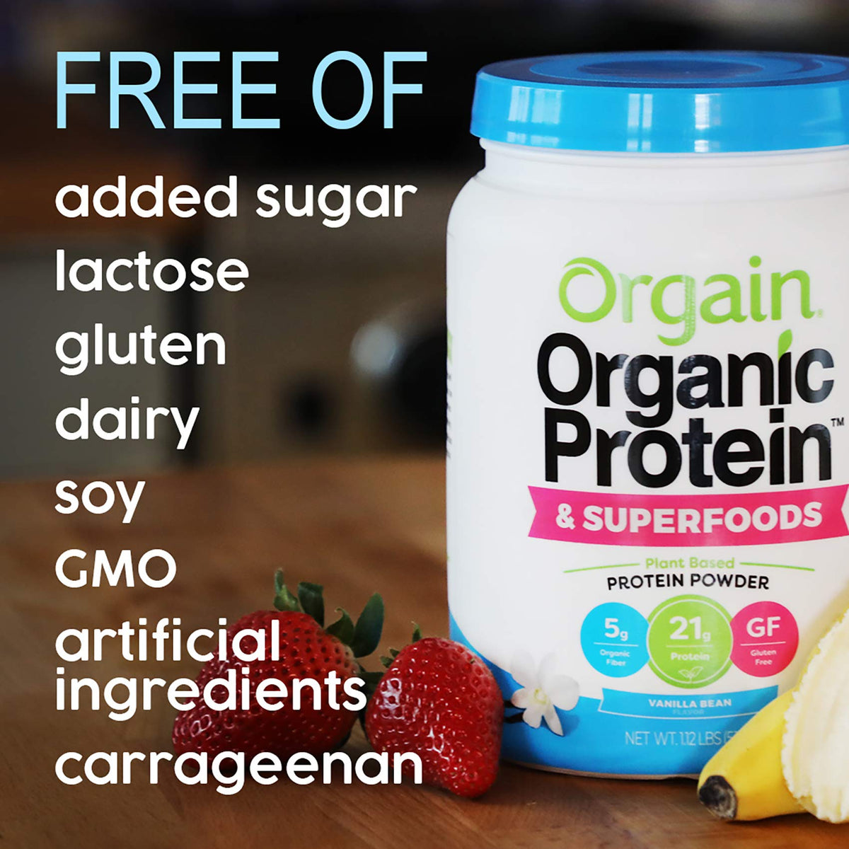 Organic Vegan Protein Powder + Greens, Creamy Chocolate Fudge, Vanilla Bean K173153