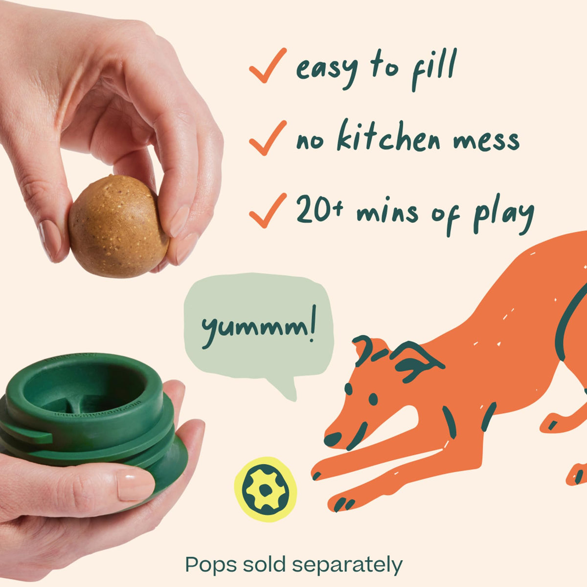 Interactive Dog Ball Toy 25-75 lbs Green U957165