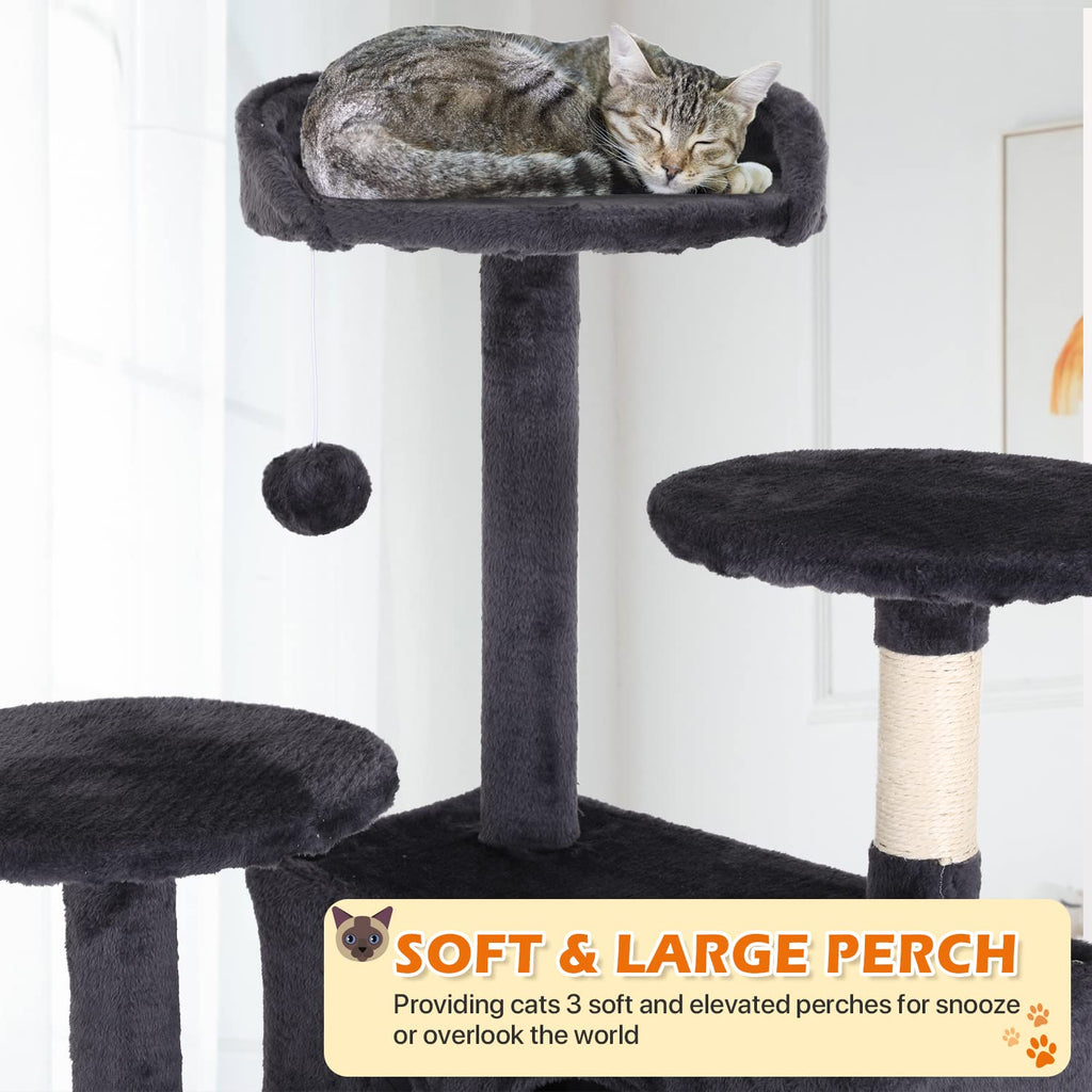 70 Inch Light Gray Cat Tree with 2 Condos, 3 Scratching Posts D91928