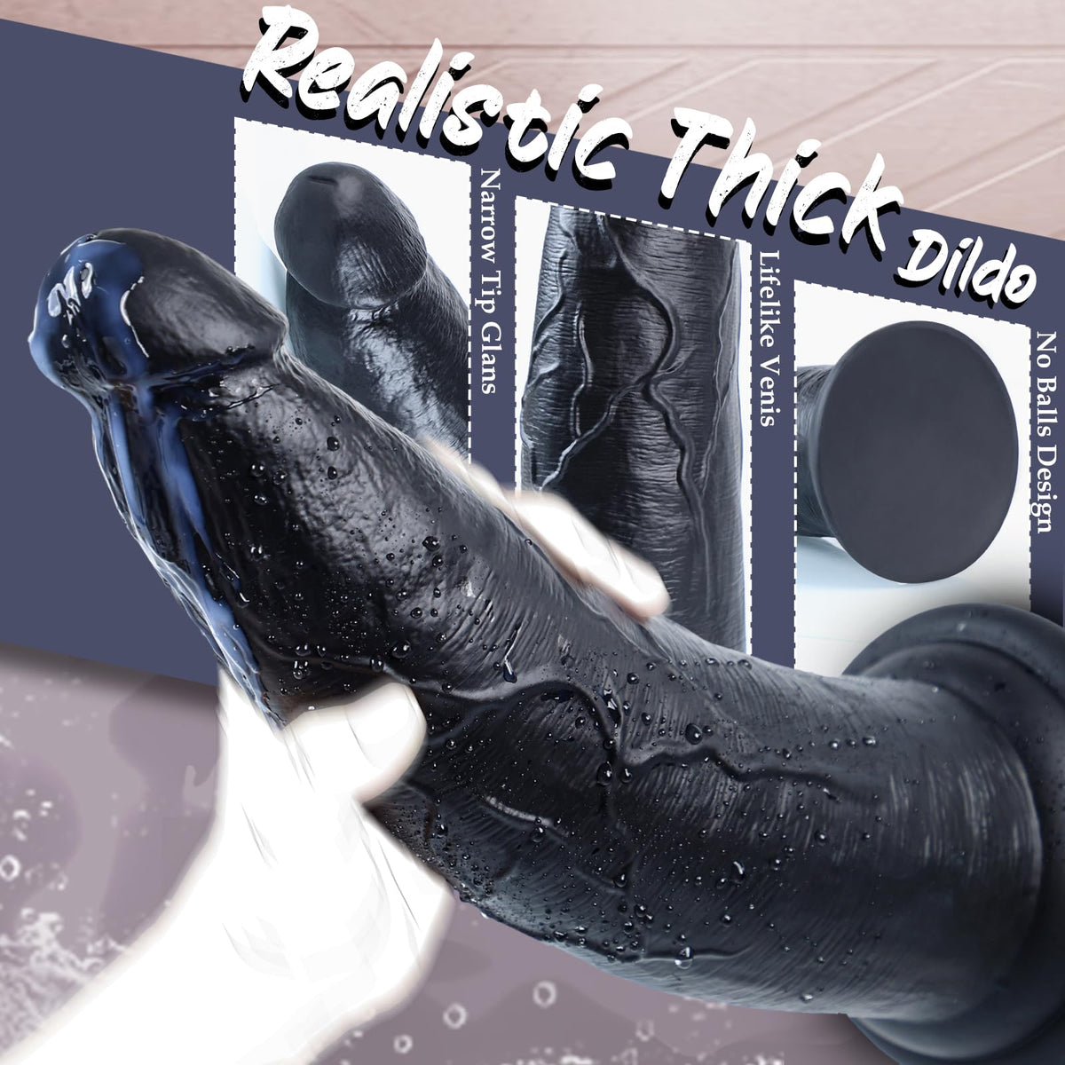 12 Inch Black Thick Anal Dildo N888776