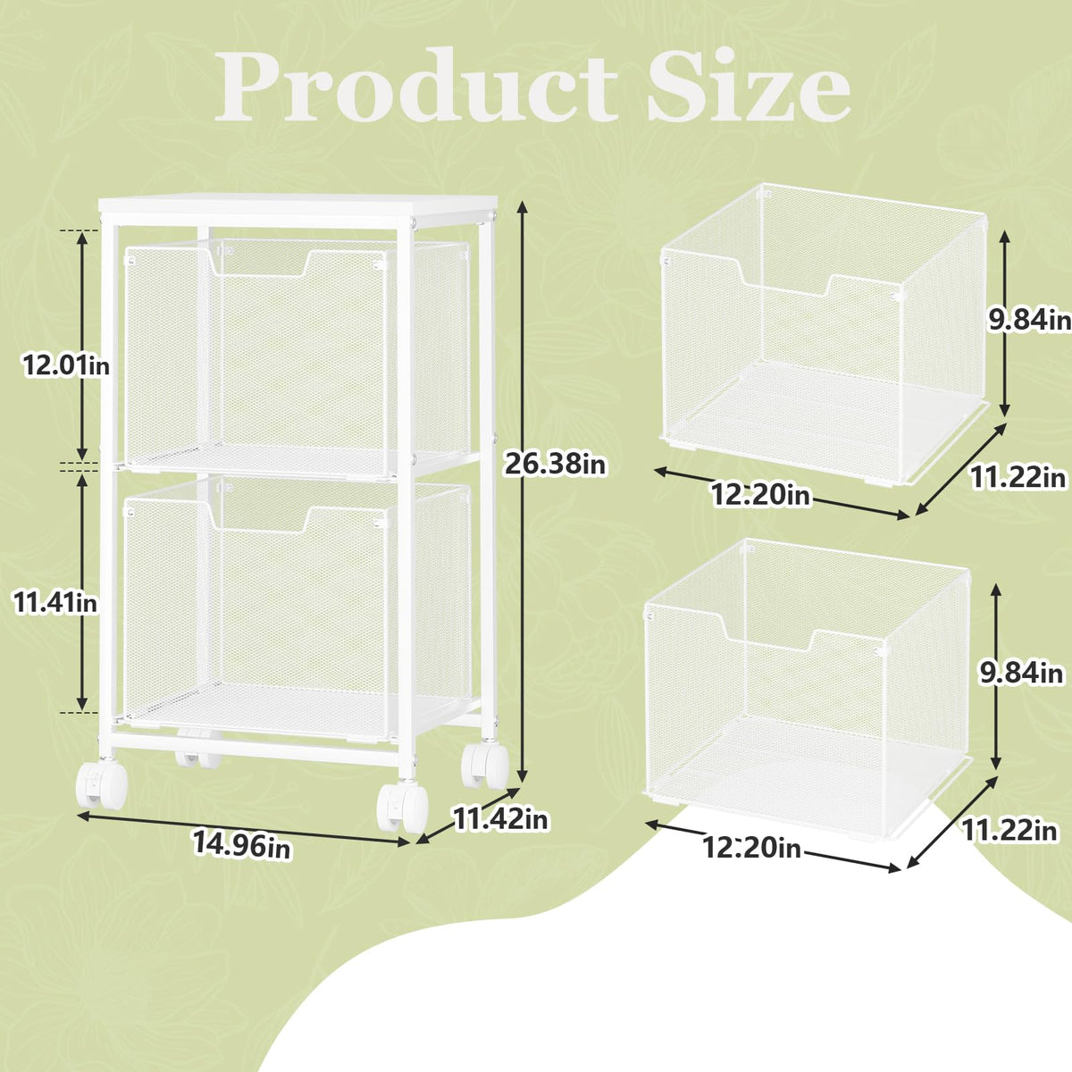 Rolling File Cart with 2 Storage Drawers S4559