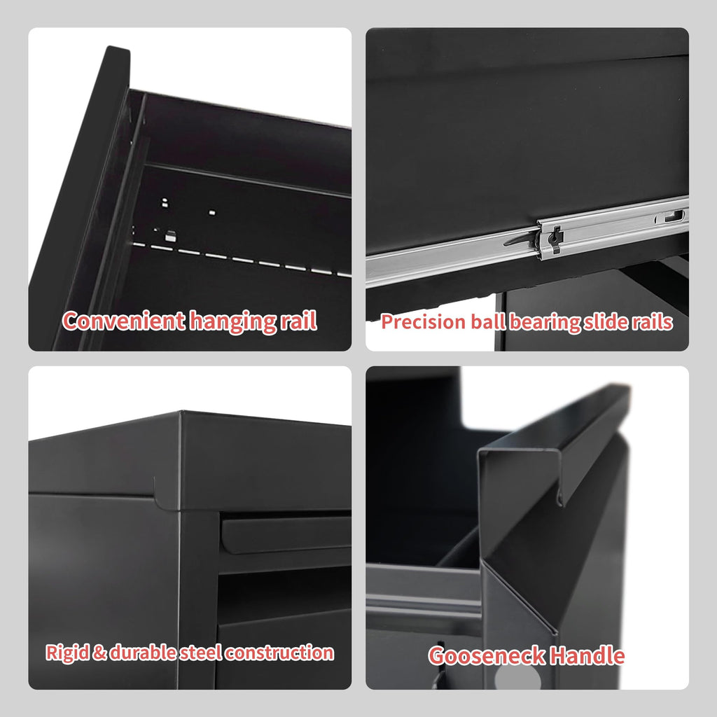 4 Drawer Black Metal File Cabinet with Lock V568494