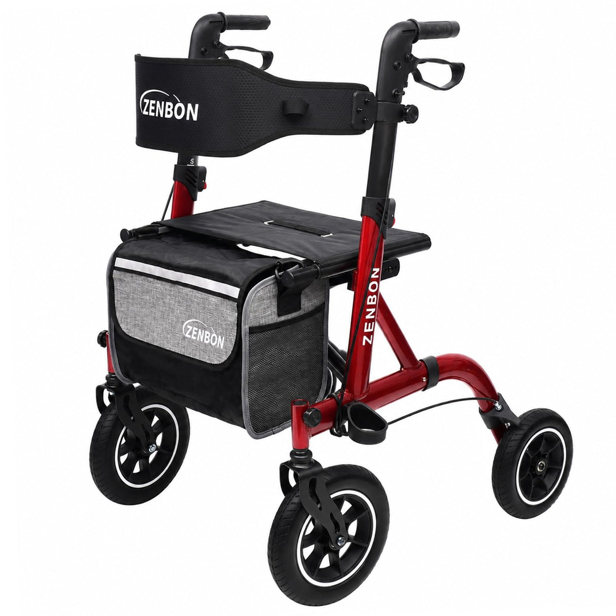 Foldable Rolling Walker with Seat 330 lbs Capacity 10 inch Wheels K4938