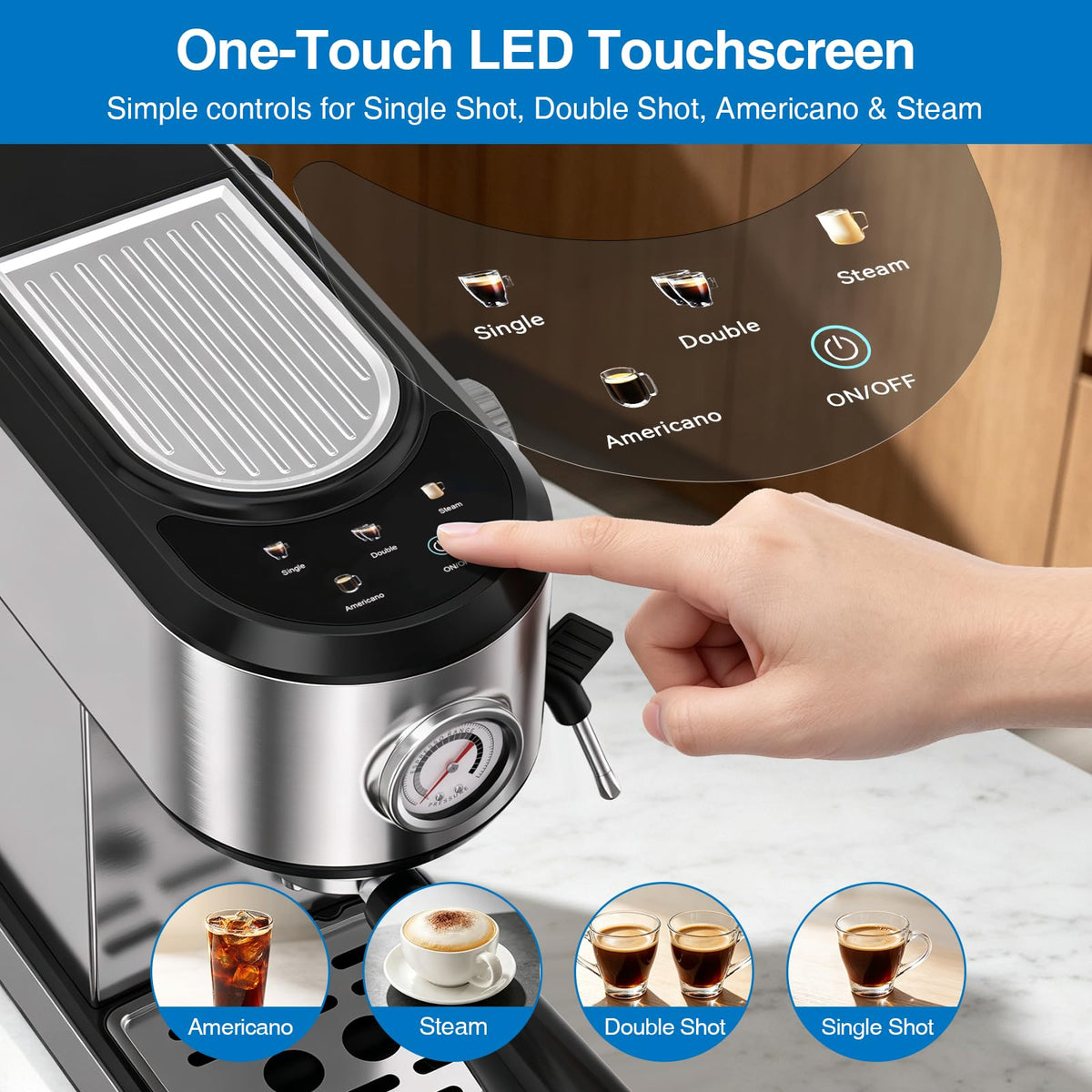 20 Bar Espresso Machine with Milk Frother O766