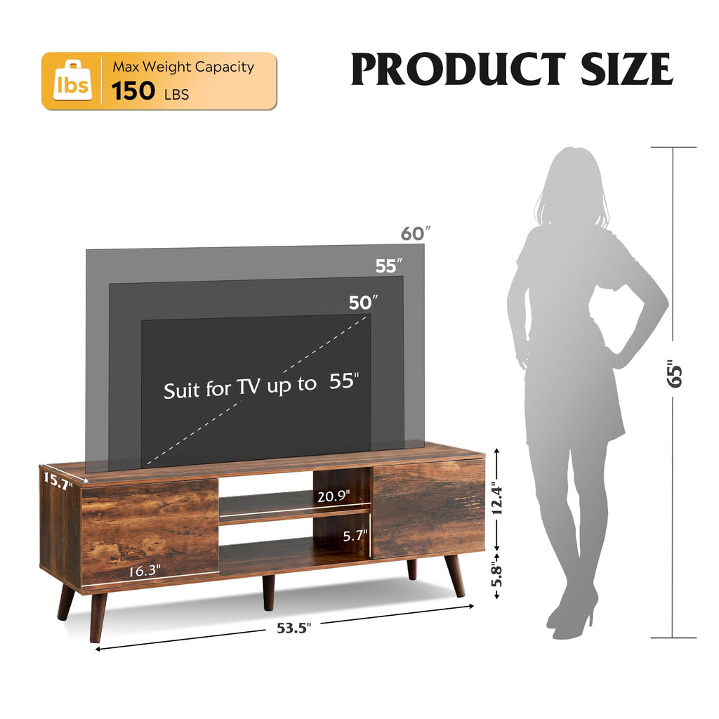 TV Stand with 2 Cabinets Storage & Adjustable Shelf H10602