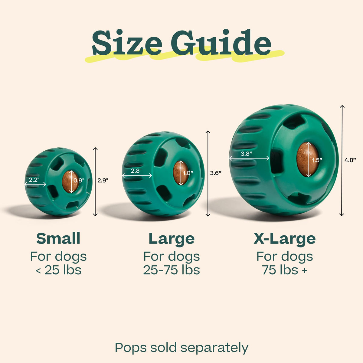 Interactive Dog Ball Toy 25-75 lbs Green U957165