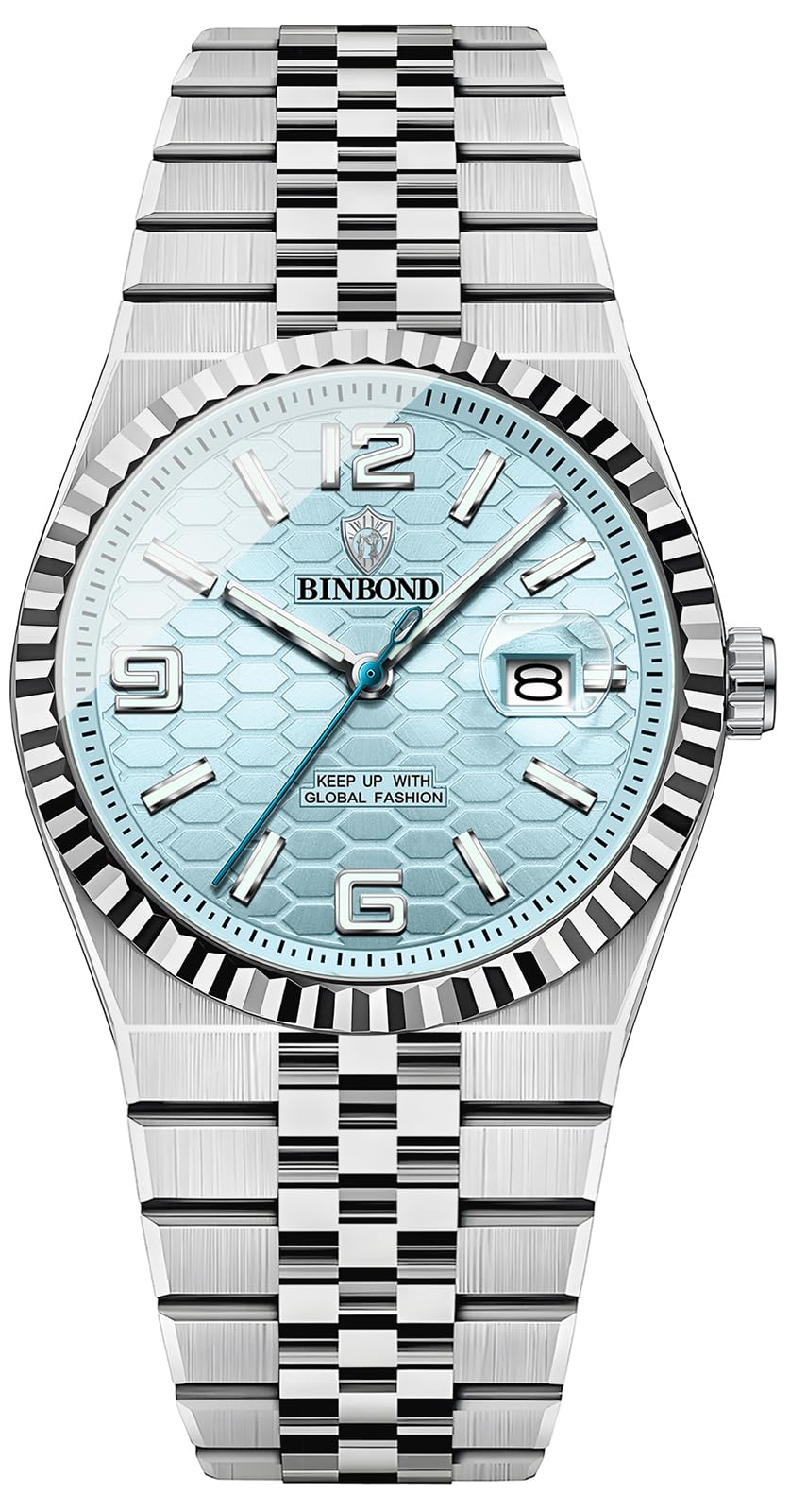 Men's 40mm Slim Quartz Wristwatch with Luminous Hands and Stainless Steel Strap F719