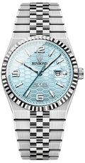 Men's 40mm Slim Quartz Wristwatch with Luminous Hands and Stainless Steel Strap F719