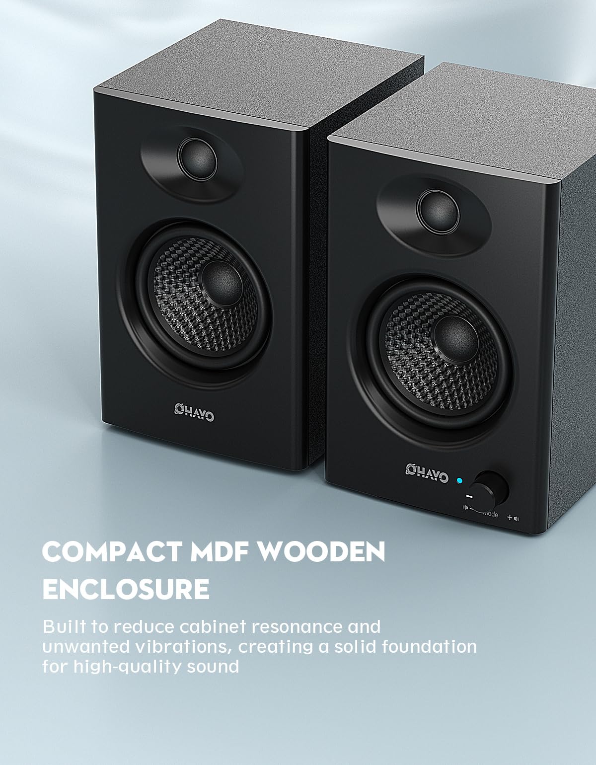 60W Bluetooth 5.3 Stereo 2.0 Computer Speakers 1 Pair Black E449