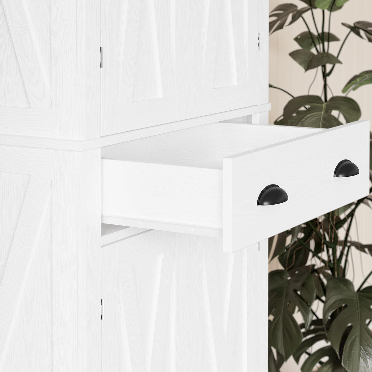 White Kitchen Pantry Storage Cabinet J72660