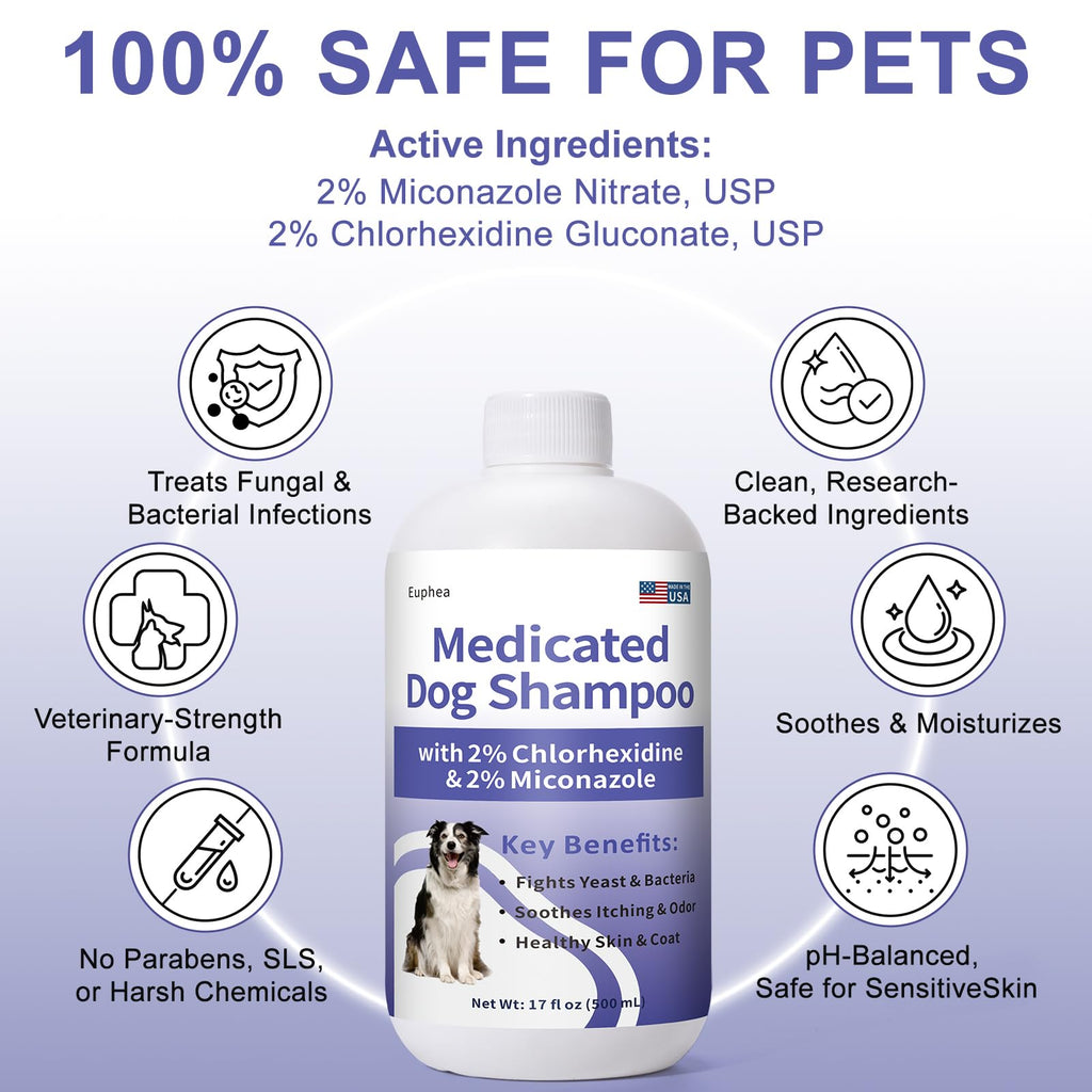 Medicated Dog Shampoo with 2% Miconazole & 2% Chlorhexidine 17 oz V4646