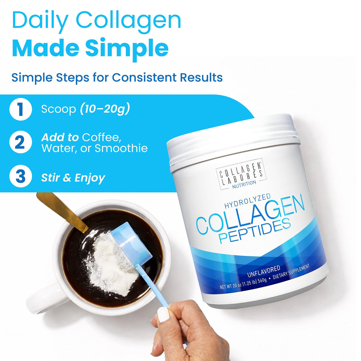 Hydrolyzed Collagen Peptides 20 oz Unflavored Powder P22284