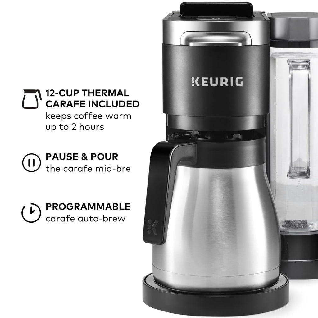 Single Serve & Carafe Coffee Maker, 60oz Removable Reservoir, Black F633