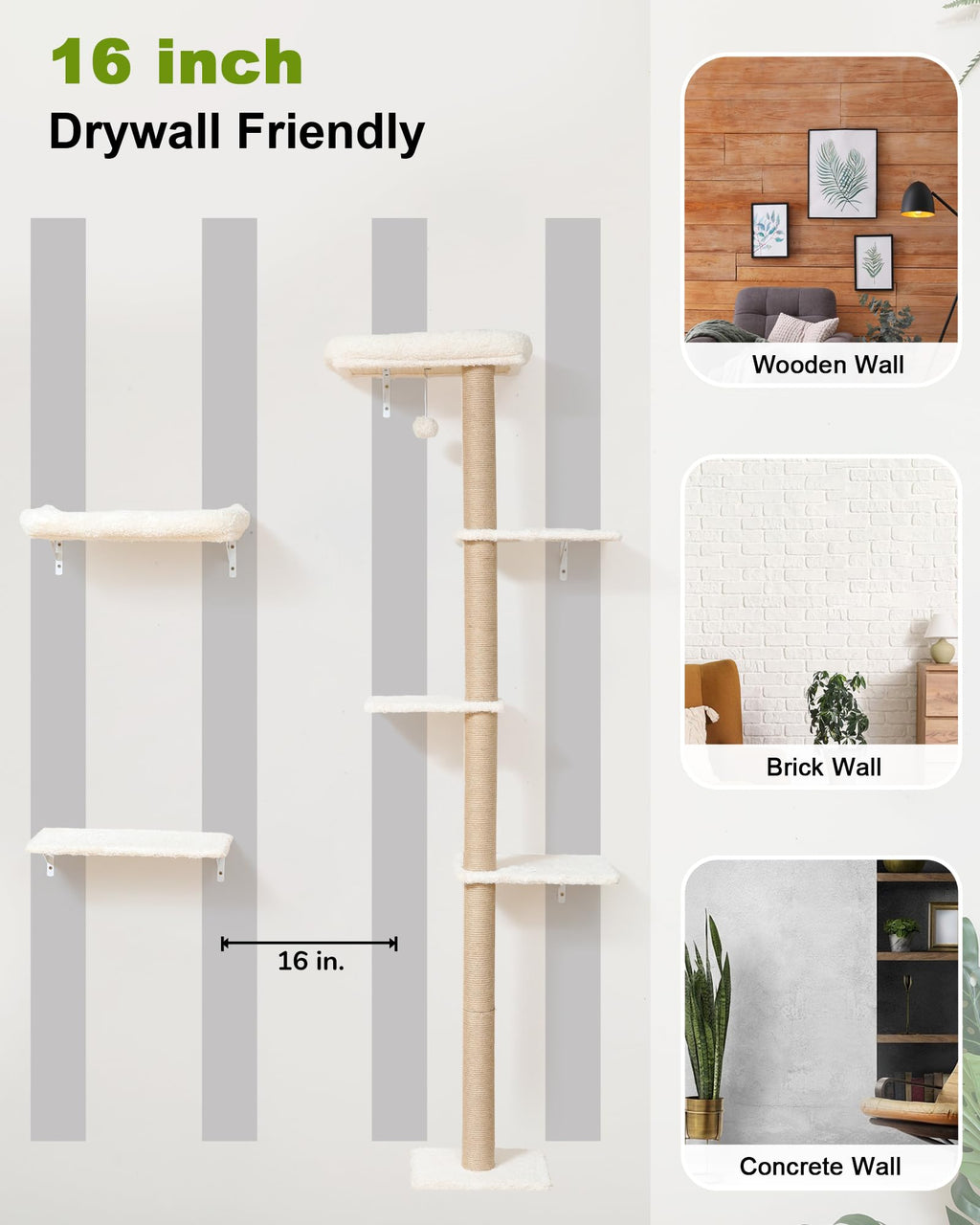Beige Wall Mounted Cat Shelves Set I61037
