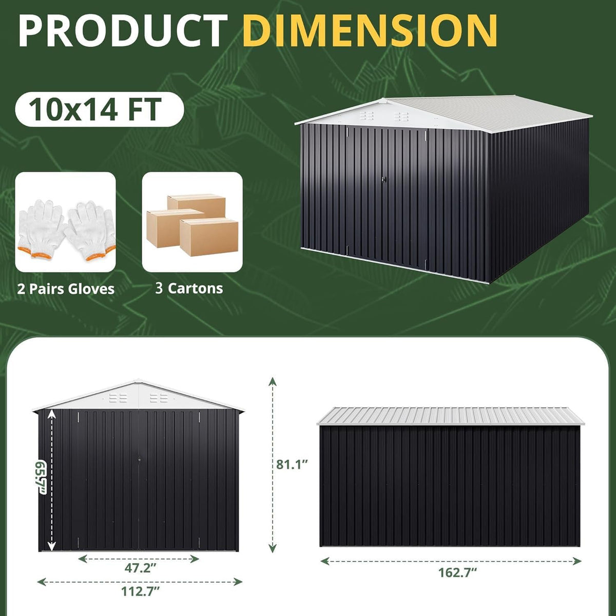 10x14 FT Metal Garden Storage Shed V560