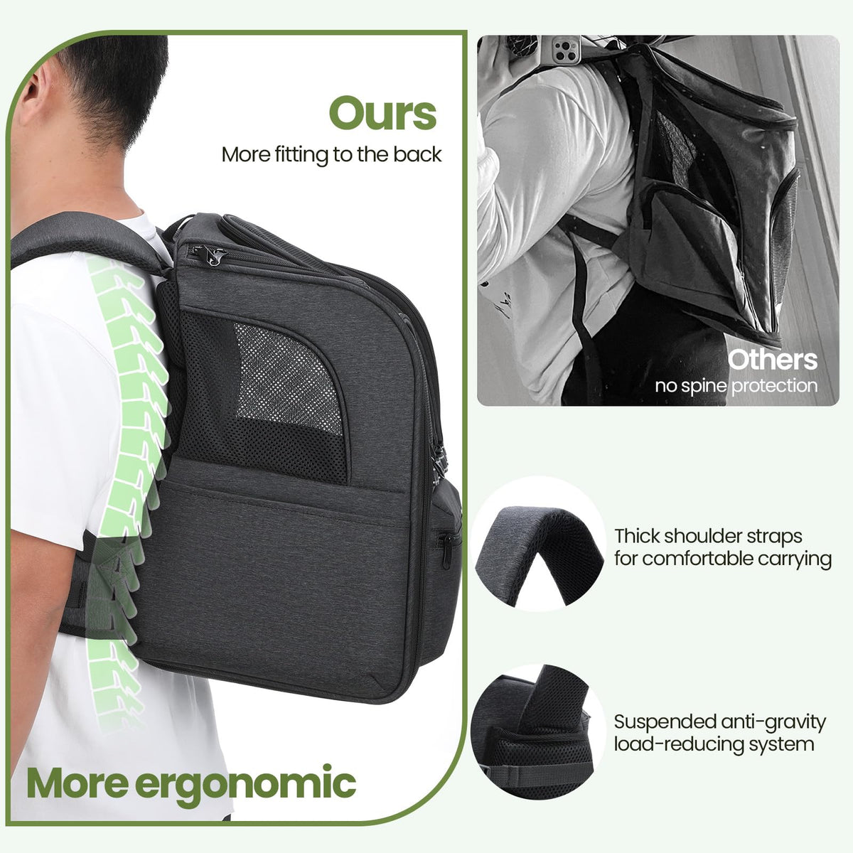 Ergonomic Breathable Cat Backpack Q87242