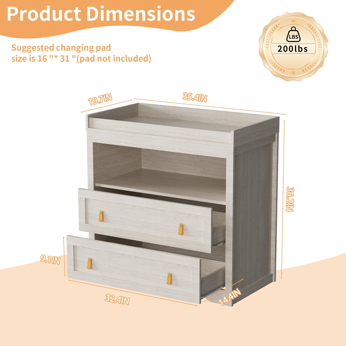 Beige Baby Dresser with Changing Table Top I267934