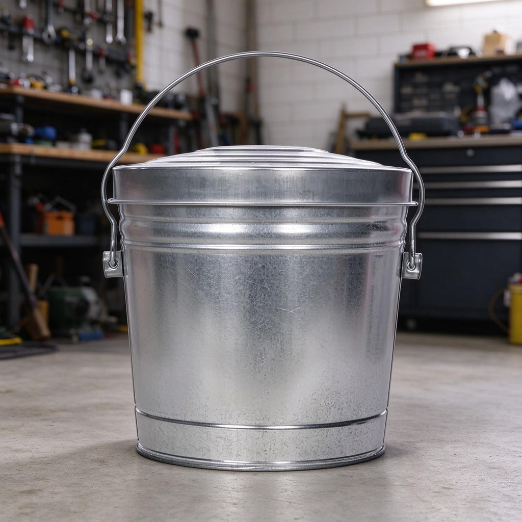6 Gal Galvanized Steel Storage Can with Locking Lid F668752