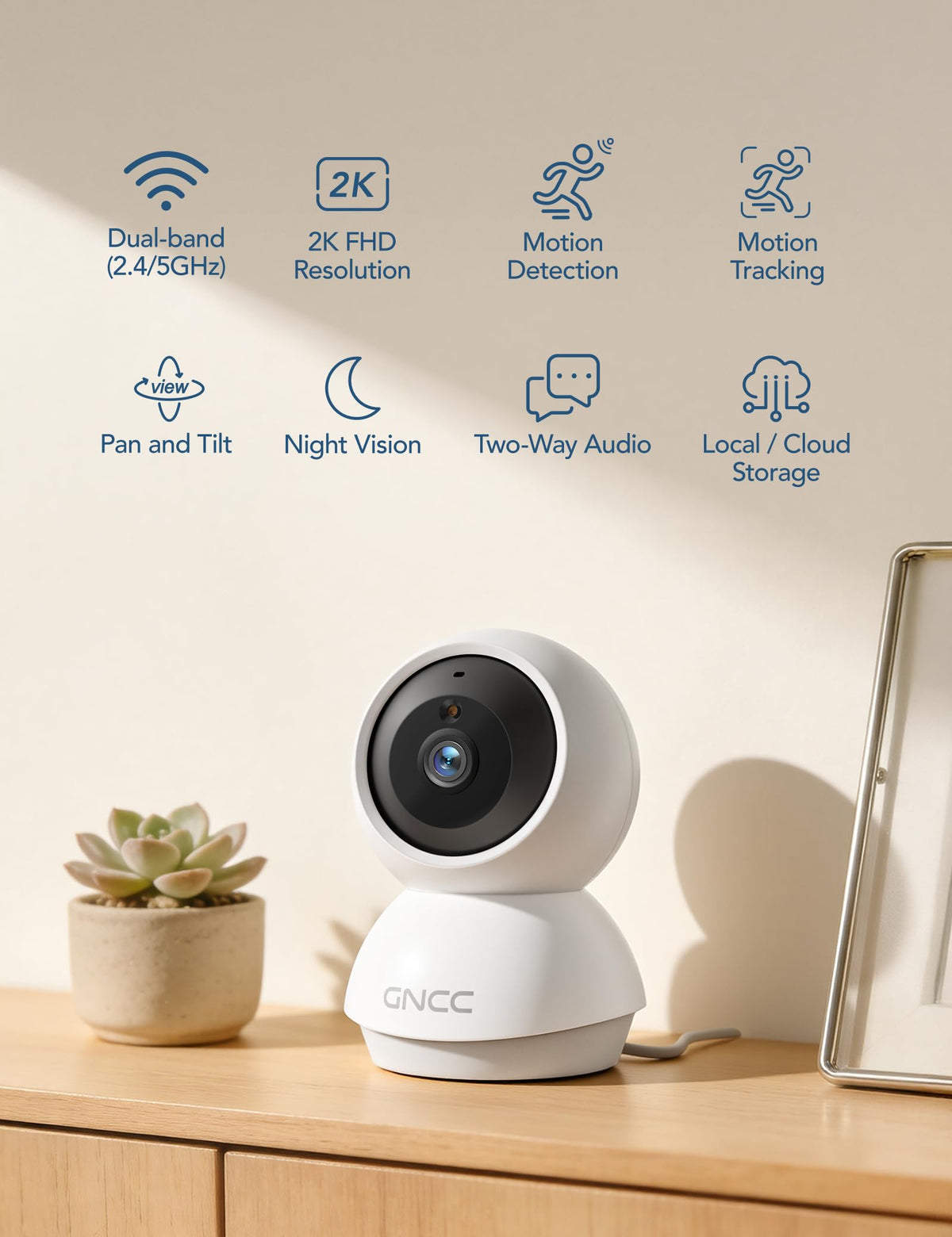 5Ghz WiFi Indoor Camera with 360°PTZ, 4 Pack E901442