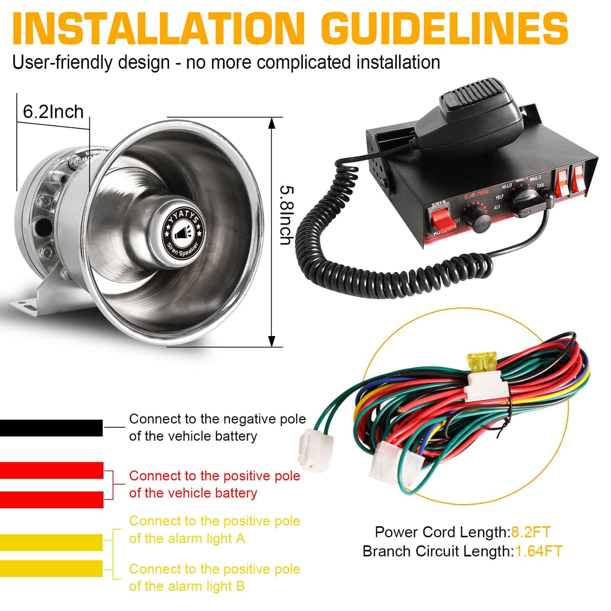 200W IP67 Waterproof Emergency Siren with Mic & Speaker J961537