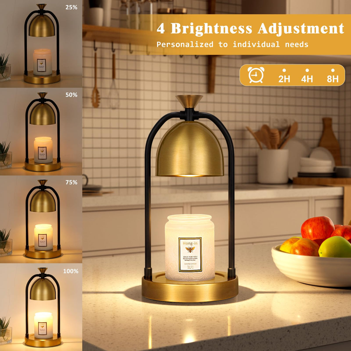 Gold Candle Warmer Lamp with Timer O5295