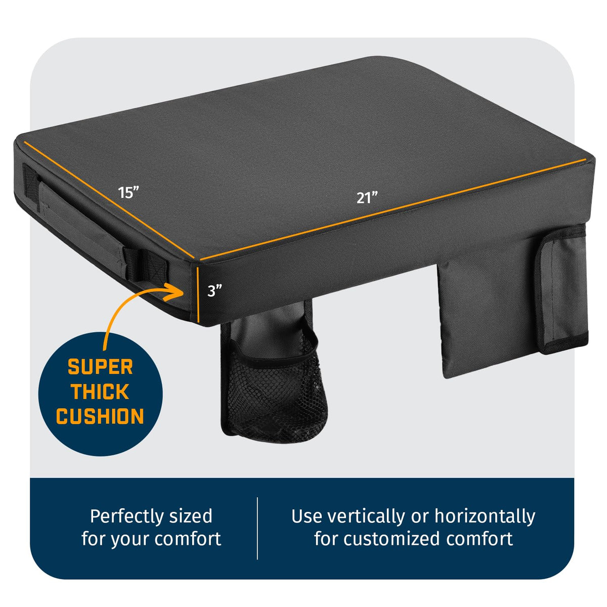 Portable Extra Thick Stadium Seat Cushion with Cup Holder B393