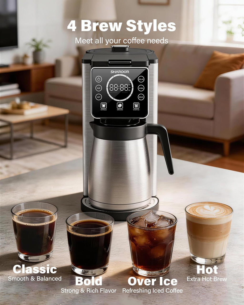 Single Serve & Carafe Coffee Maker, 6-24oz, Thermal Carafe B575443