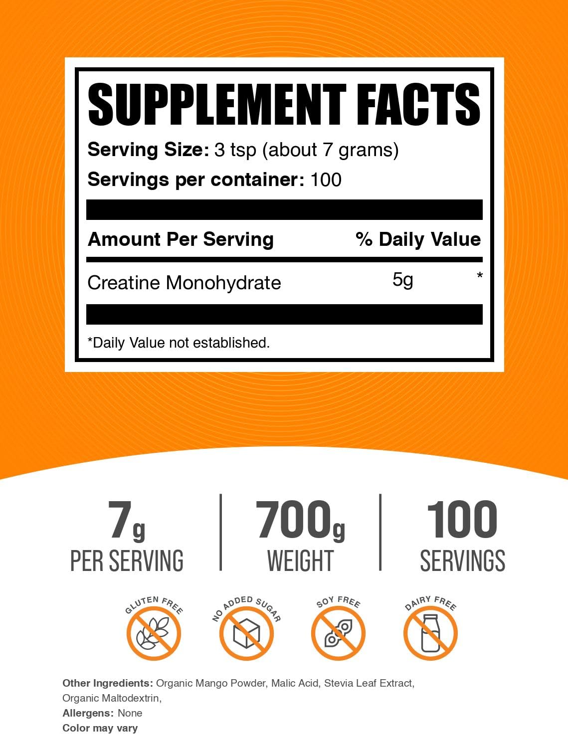 Micronized Creatine Monohydrate Powder, Mango Tango, 700g Z78287