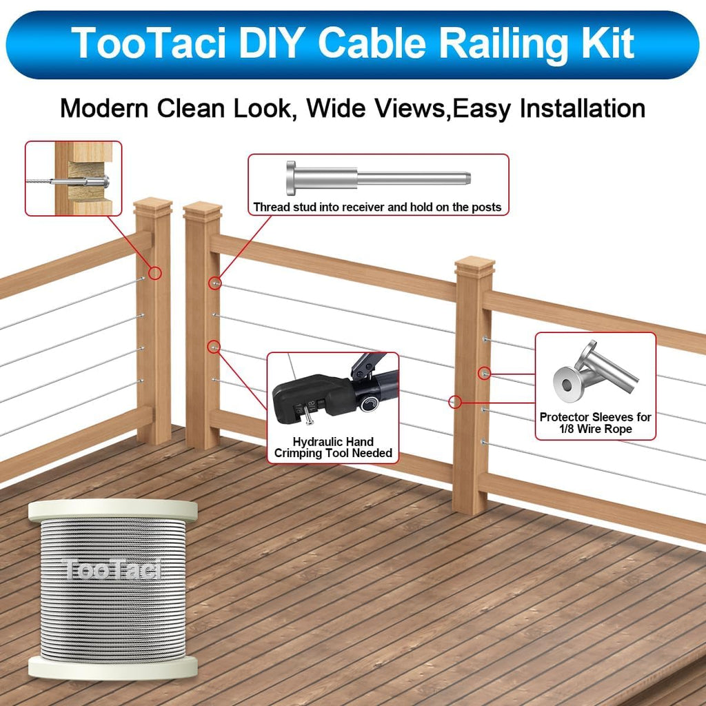 60 Pack T316 Stainless Steel 1/8" Cable Railing Kit N546