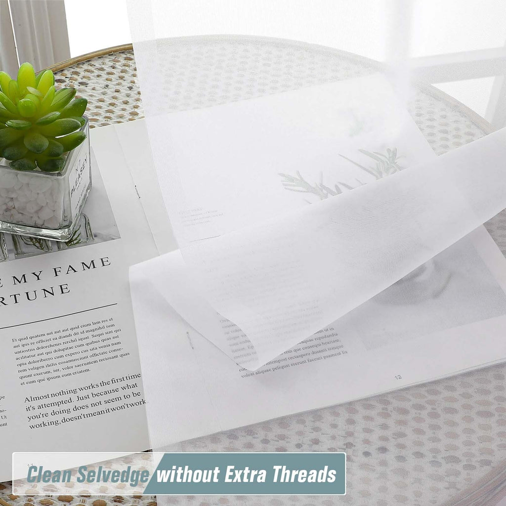 Extra Wide Sheer White Curtains 84 Inches Long 2 Panels F856