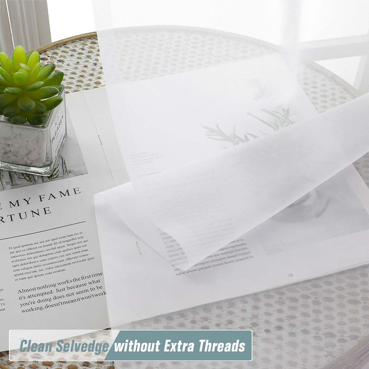 Extra Wide Sheer White Curtains 84 Inches Long 2 Panels F856