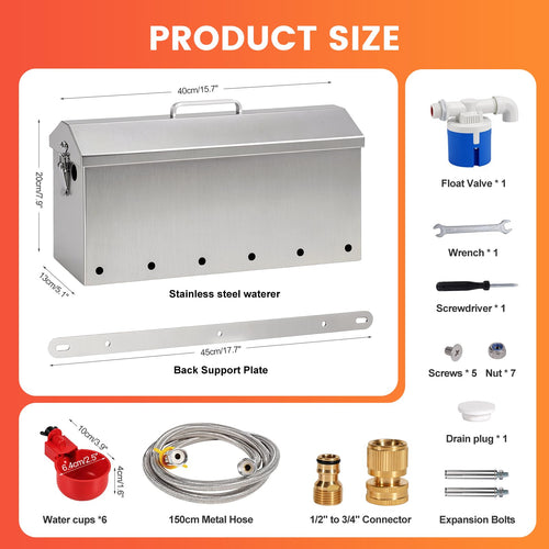 1.5 Gallon Metal Automatic Chicken Waterer E137061