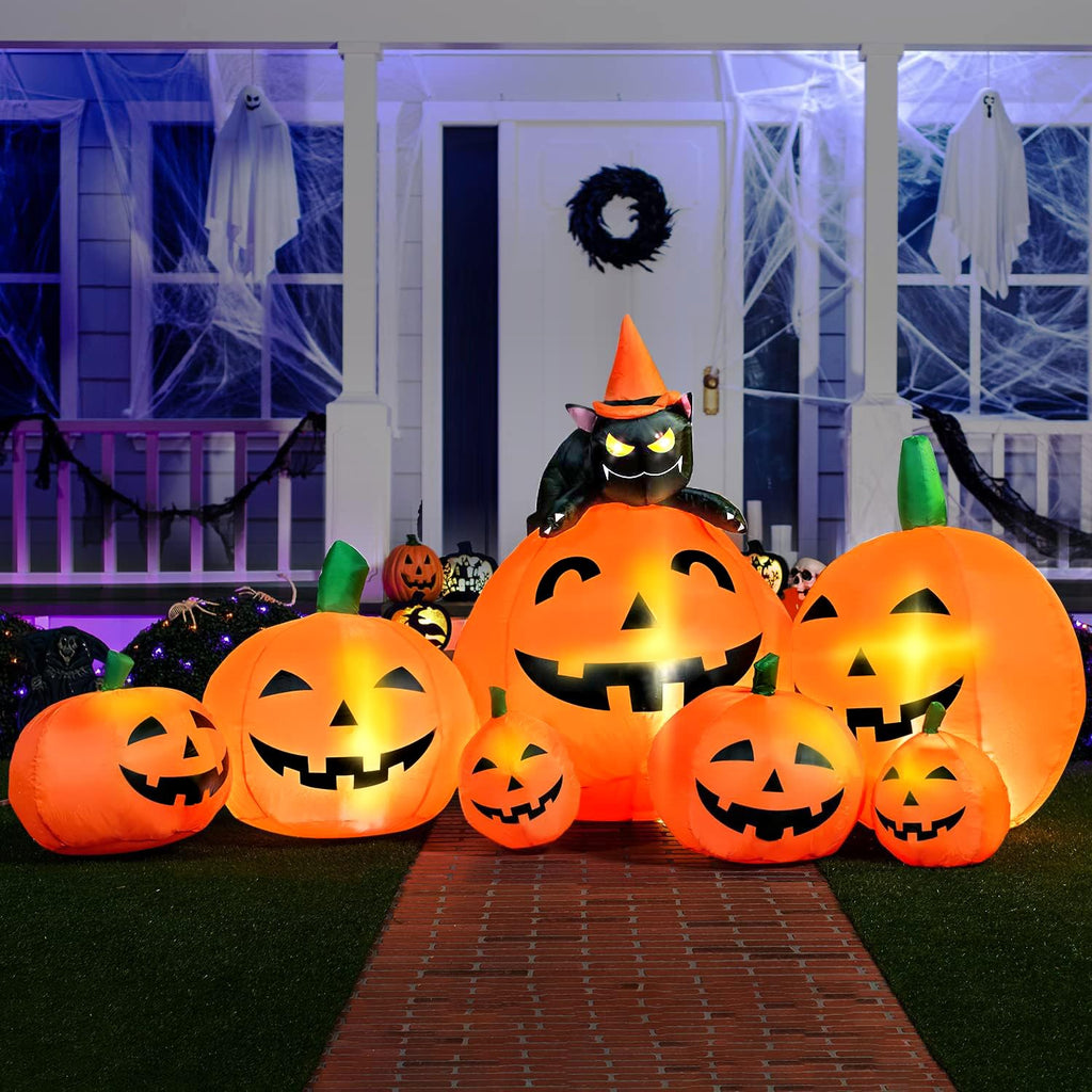 7 FT Long Halloween Inflatables Pumpkin Outdoor Decoration C397211