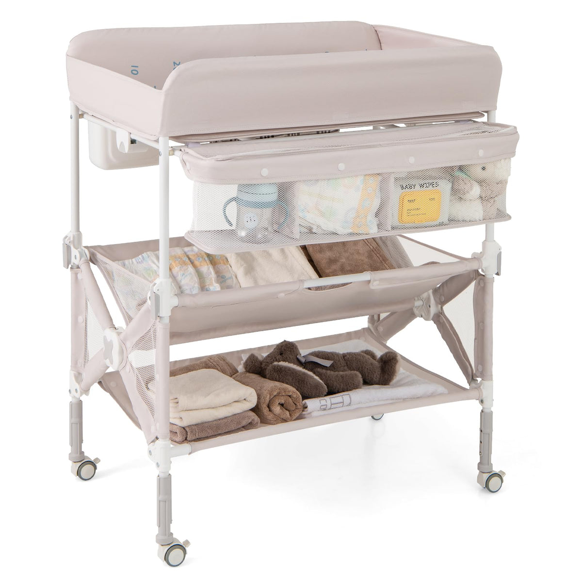 Portable Foldable Baby Changing Table with Wheels I986334