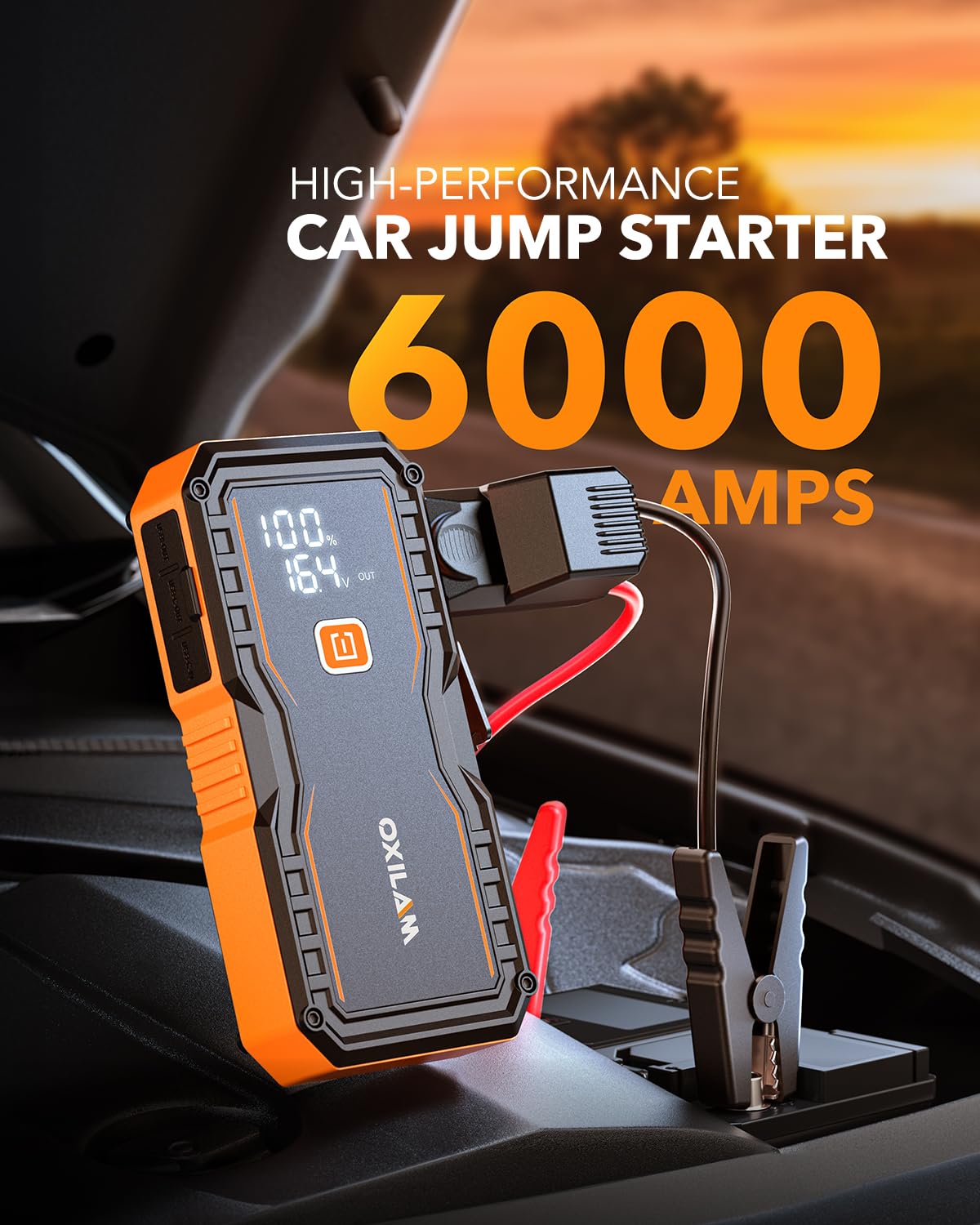 6000A Portable 12V Lithium Jump Starter with Jumper Cables M404