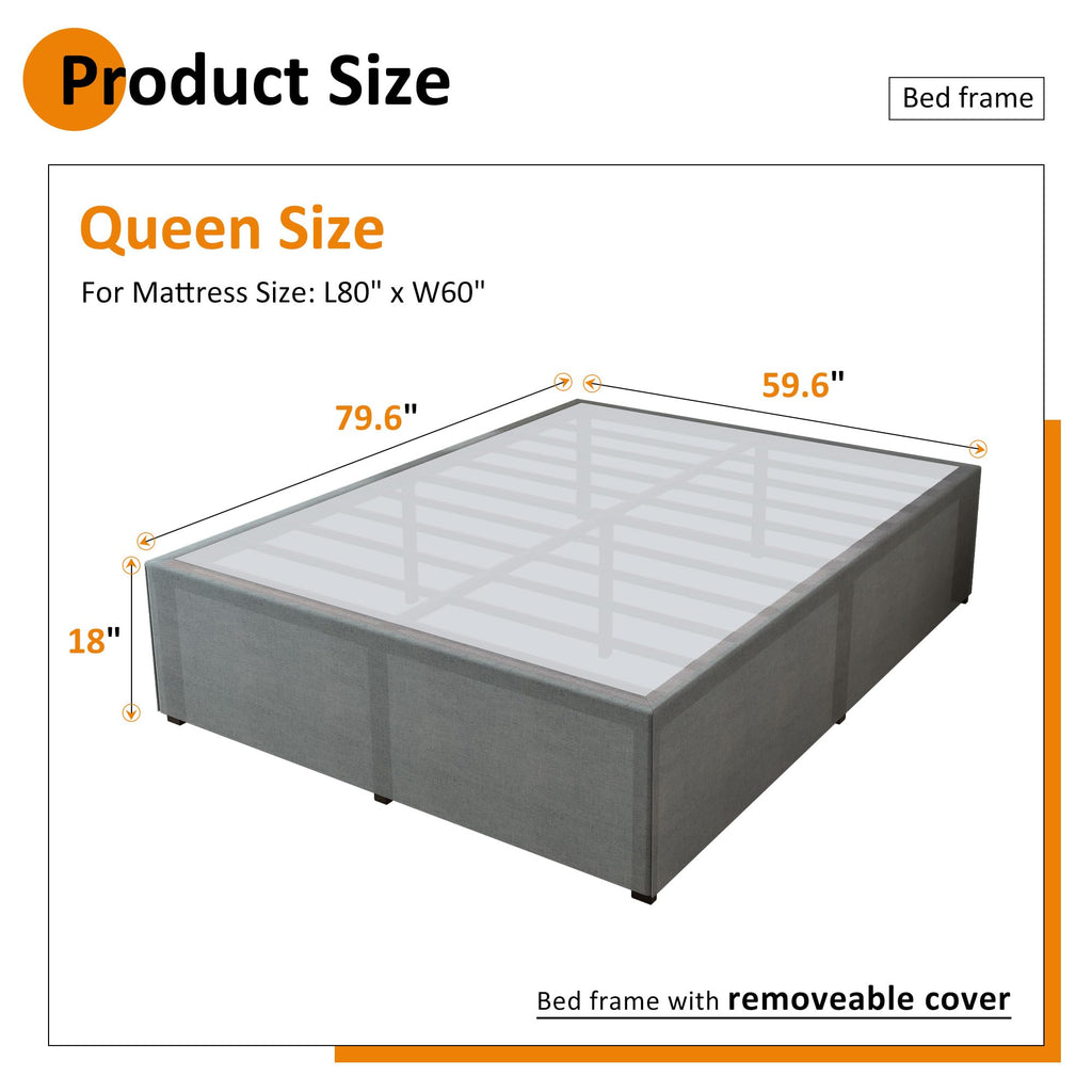 Queen Size 18 Inch Metal Bed Frame O92895