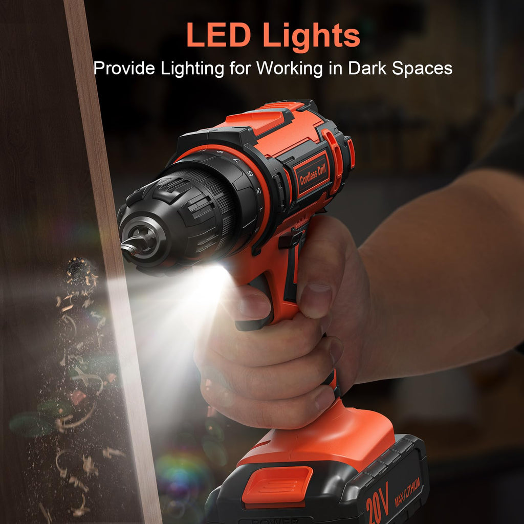 Cordless Drill Set 20V with 2.0Ah Power Pack and Charger X3095