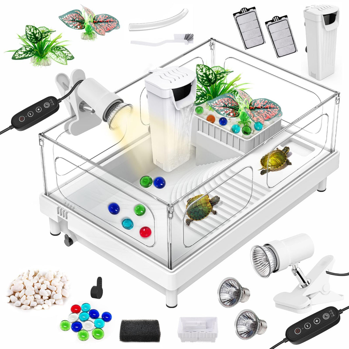 Small Turtle Tank Kit with Adjustable Lamp and Filter H27217