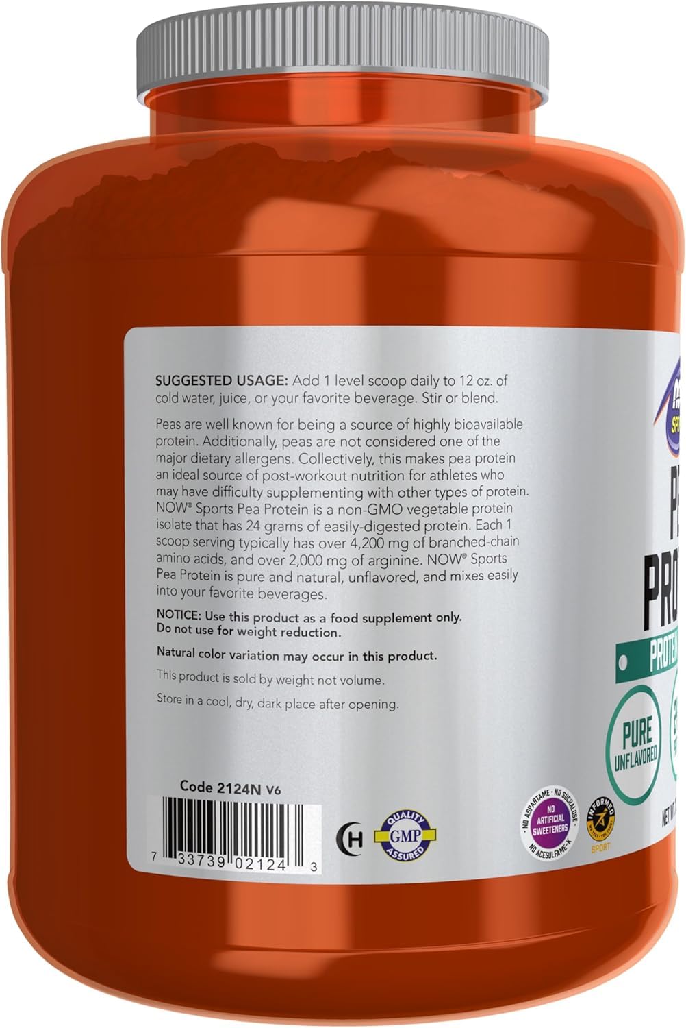 Pea Protein Natural Unflavored Powder 7-Pound J280260